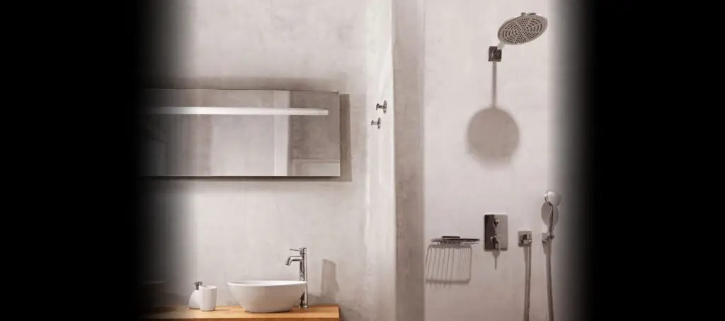Modern residential bathroom finished with Develine Microcement in a seamless, waterproof application